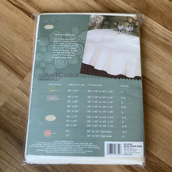Tablecloth Hometrends Select Satin Stripe Visa Bone Color 60 x 84 Oval New - Picture 8 of 11